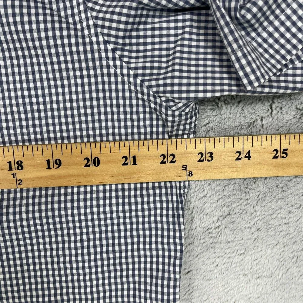 Travis Mathew Shirt Men's Large Black White Plaid Cotton Short Sleeve‎ Button-Up